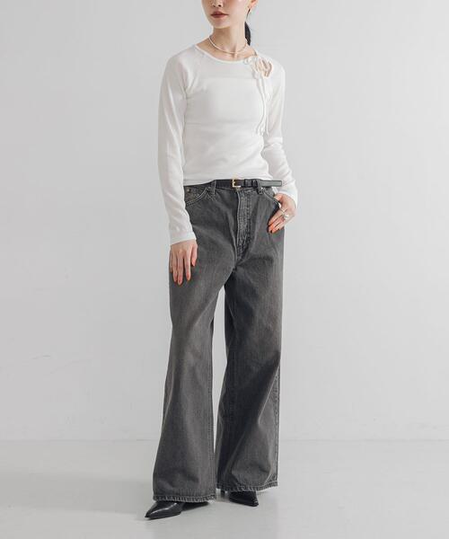 URBAN RESEARCH(アーバンリサーチ)の「カットアウトリブトップス(Tシャツ/カットソー・レディース・チャコールグレー/オフホワイト/カーキ・FREE)」の9枚目の写真