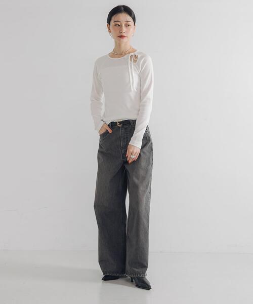 URBAN RESEARCH(アーバンリサーチ)の「カットアウトリブトップス(Tシャツ/カットソー・レディース・チャコールグレー/オフホワイト/カーキ・FREE)」の10枚目の写真