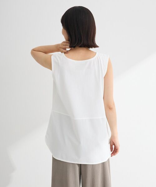 Green　Parks（グリーンパークス）の「ノースリーブドッキングホワイトインナー（タンクトップ・レディース・オフホワイト/ストライプ・FREE）」の8枚目の写真