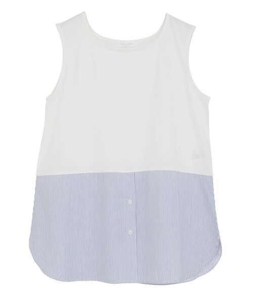 Green　Parks（グリーンパークス）の「ノースリーブドッキングホワイトインナー（タンクトップ・レディース・オフホワイト/ストライプ・FREE）」の20枚目の写真