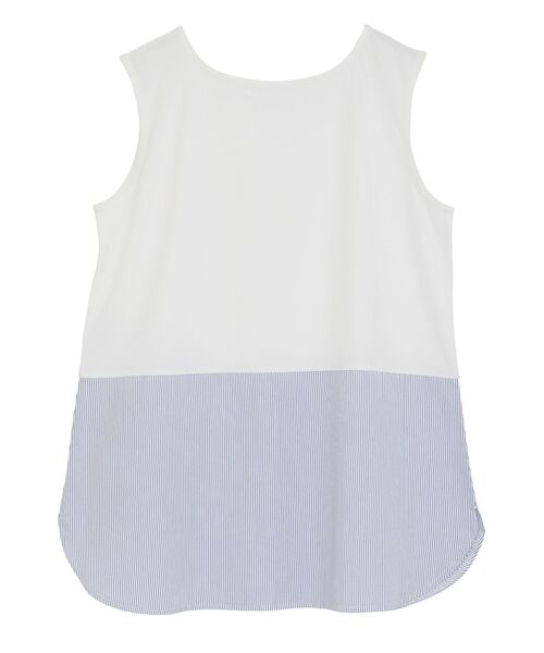 Green　Parks（グリーンパークス）の「ノースリーブドッキングホワイトインナー（タンクトップ・レディース・オフホワイト/ストライプ・FREE）」の21枚目の写真