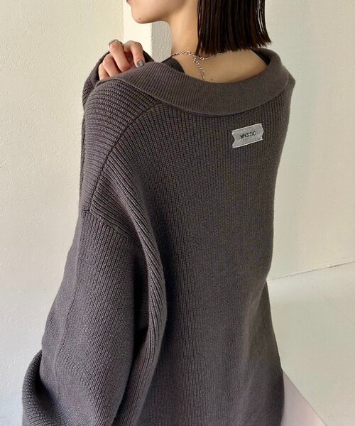 IRON HEART コーデュロイ襟 セーター L ダークネイビー quaranciel:〈手洗い可能〉コットン タートルネック リブ ニット