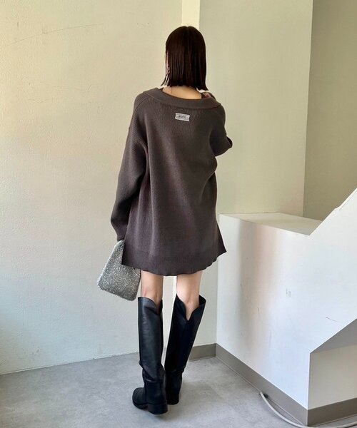 25AW襟付きBIGニット（ニット/セーター）｜mystic（ミスティック）の