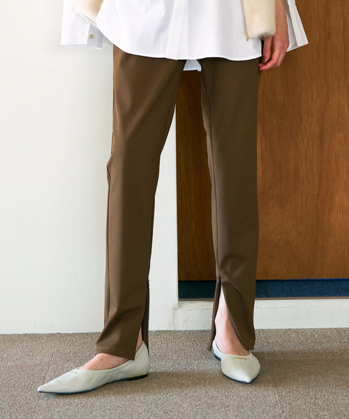 qualite(カリテ)の「在庫あるのみ!【美脚ライン】トリコットスリムパンツ/オフィスカジュアル/春服(その他パンツ・レディース・ブラック/ブラウン・38/36/34/40)」の2枚目の写真