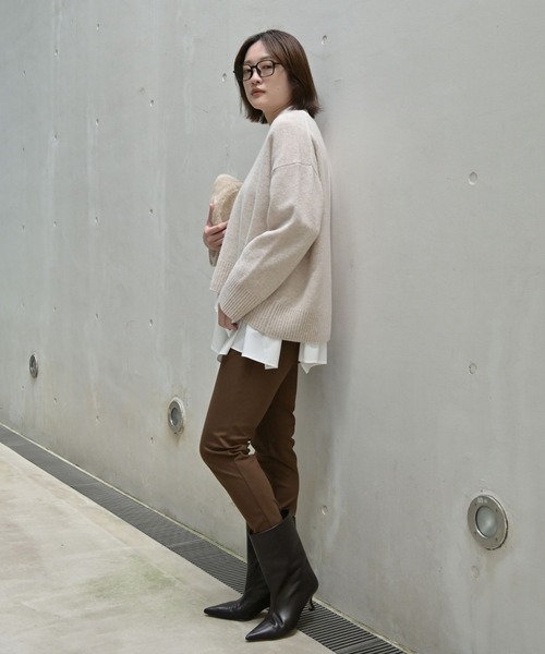 qualite(カリテ)の「在庫あるのみ!【美脚ライン】トリコットスリムパンツ/オフィスカジュアル/春服(その他パンツ・レディース・ブラック/ブラウン・38/36/34/40)」の5枚目の写真