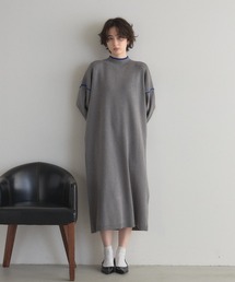 配色ニットワンピース