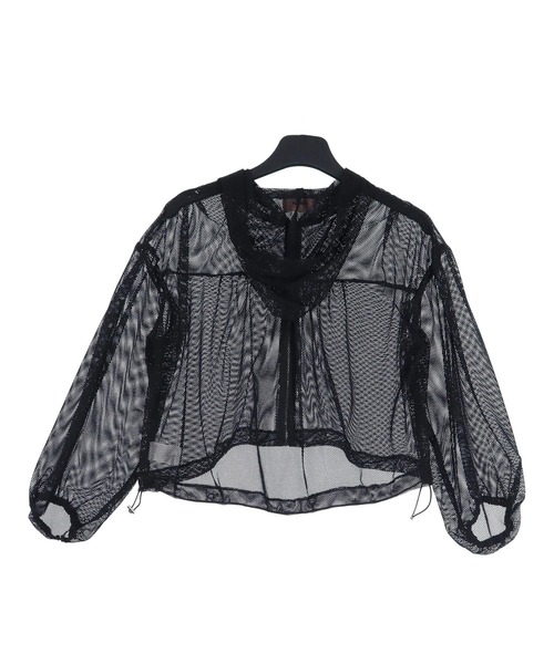 ANAP(アナップ)の「リングジップ メッシュ フーディー パーカー(パーカー・レディース・ホワイト/ブラック・ONE SIZE)」の11枚目の写真