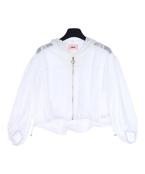 ANAP(アナップ)の「リングジップ メッシュ フーディー パーカー(パーカー・レディース・ホワイト/ブラック・ONE SIZE)」の18枚目の写真