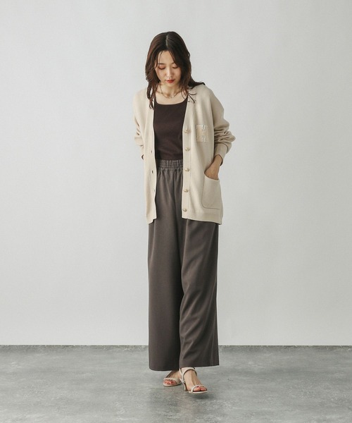 スウェットライクロゴVネックカーディガン/571352（カーディガン