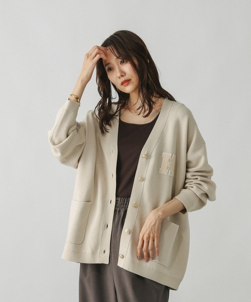 スウェットライクロゴVネックカーディガン/571352（カーディガン