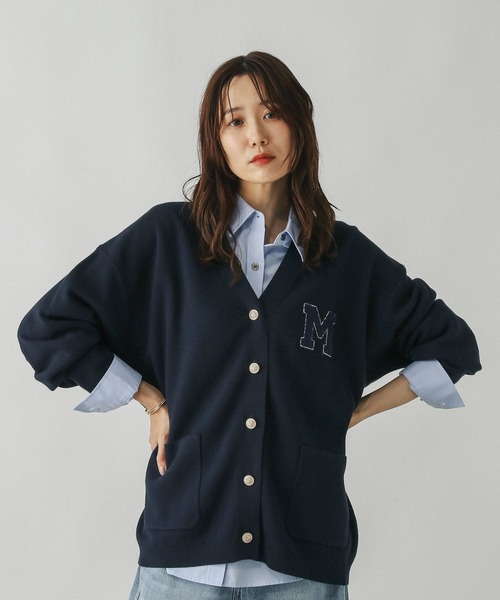 GLOBAL WORK（グローバルワーク）の「スウェットライクロゴVネックカーディガン/571352（カーディガン/ボレロ・レディース・オートミール/ネイビー・LARGE/MEDIUM）」の15枚目の写真