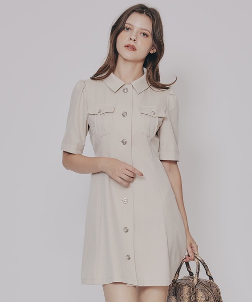 エンブレムボタンツイルシャツワンピース（ワンピース）｜REDYAZEL