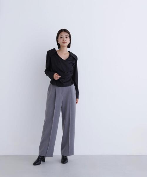 NATURAL BEAUTY BASIC(ナチュラルビューティーベーシック)の「◇カシュクールデザインブラウス(シャツ/ブラウス・レディース・ブラック/オフホワイト・MEDIUM/SMALL)」の6枚目の写真