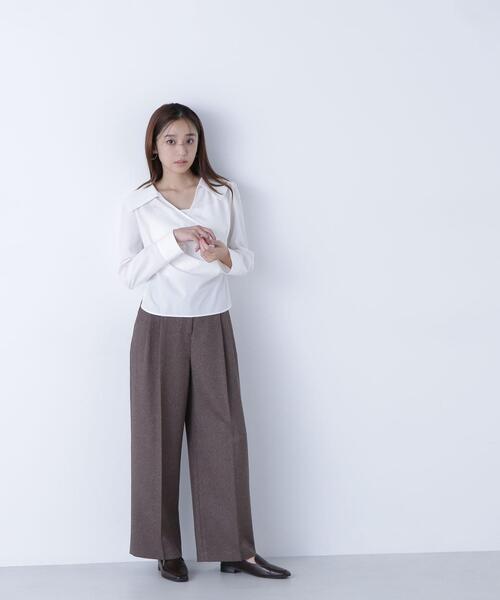 NATURAL BEAUTY BASIC(ナチュラルビューティーベーシック)の「◇カシュクールデザインブラウス(シャツ/ブラウス・レディース・ブラック/オフホワイト・MEDIUM/SMALL)」の18枚目の写真