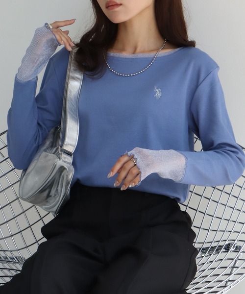 U.S. POLO ASSN.(ユーエスポロアッスン)の「【U.S. POLO ASSN./ユーエスポロアッスン】ロゴ刺繍 ラメシア― ロングスリーブ Tシャツ(Tシャツ/カットソー・レディース・ブルー/ブラウン/チャコールグレー/ホワイト・L/XL/M)」の4枚目の写真