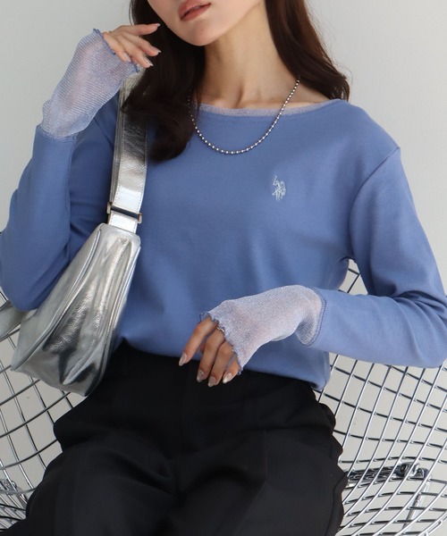 U.S. POLO ASSN.(ユーエスポロアッスン)の「【U.S. POLO ASSN./ユーエスポロアッスン】ロゴ刺繍 ラメシア― ロングスリーブ Tシャツ(Tシャツ/カットソー・レディース・ブルー/ブラウン/チャコールグレー/ホワイト・L/XL/M)」の10枚目の写真
