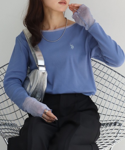 U.S. POLO ASSN.(ユーエスポロアッスン)の「【U.S. POLO ASSN./ユーエスポロアッスン】ロゴ刺繍 ラメシア― ロングスリーブ Tシャツ(Tシャツ/カットソー・レディース・ブルー/ブラウン/チャコールグレー/ホワイト・L/XL/M)」の12枚目の写真