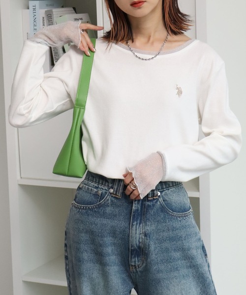 U.S. POLO ASSN.(ユーエスポロアッスン)の「【U.S. POLO ASSN./ユーエスポロアッスン】ロゴ刺繍 ラメシア― ロングスリーブ Tシャツ(Tシャツ/カットソー・レディース・ブルー/ブラウン/チャコールグレー/ホワイト・L/XL/M)」の5枚目の写真