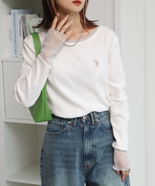 U.S. POLO ASSN.(ユーエスポロアッスン)の「【U.S. POLO ASSN./ユーエスポロアッスン】ロゴ刺繍 ラメシア― ロングスリーブ Tシャツ(Tシャツ/カットソー・レディース・ブルー/ブラウン/チャコールグレー/ホワイト・L/XL/M)」の6枚目の写真