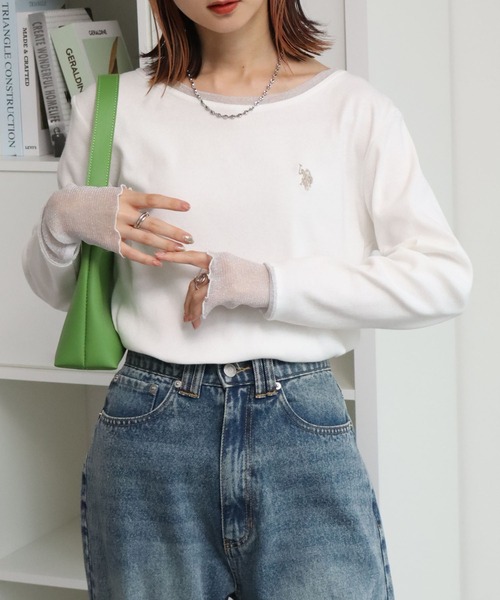 U.S. POLO ASSN.(ユーエスポロアッスン)の「【U.S. POLO ASSN./ユーエスポロアッスン】ロゴ刺繍 ラメシア― ロングスリーブ Tシャツ(Tシャツ/カットソー・レディース・ブルー/ブラウン/チャコールグレー/ホワイト・L/XL/M)」の7枚目の写真