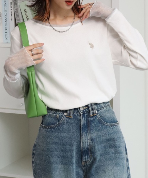 U.S. POLO ASSN.(ユーエスポロアッスン)の「【U.S. POLO ASSN./ユーエスポロアッスン】ロゴ刺繍 ラメシア― ロングスリーブ Tシャツ(Tシャツ/カットソー・レディース・ブルー/ブラウン/チャコールグレー/ホワイト・L/XL/M)」の8枚目の写真