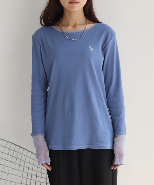 U.S. POLO ASSN.(ユーエスポロアッスン)の「【U.S. POLO ASSN./ユーエスポロアッスン】ロゴ刺繍 ラメシア― ロングスリーブ Tシャツ(Tシャツ/カットソー・レディース・ブルー/ブラウン/チャコールグレー/ホワイト・L/XL/M)」の15枚目の写真