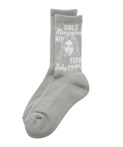X-girl（エックスガール）の「MIX LOGO & FACE RIB SOCKS（ソックス/靴下・レディース・グレー/ピンク/ブラック・ONE SIZE）」の3枚目の写真