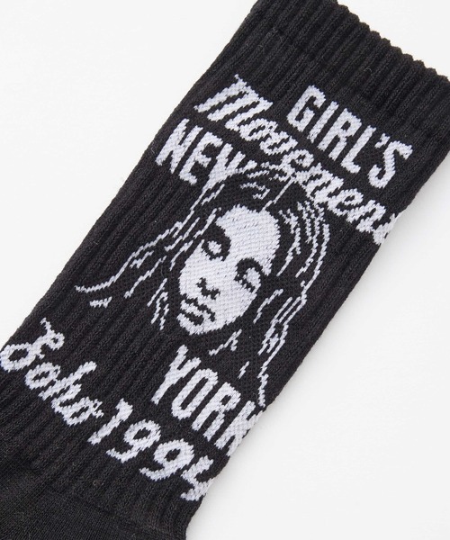 X-girl（エックスガール）の「MIX LOGO & FACE RIB SOCKS（ソックス/靴下・レディース・グレー/ピンク/ブラック・ONE SIZE）」の8枚目の写真