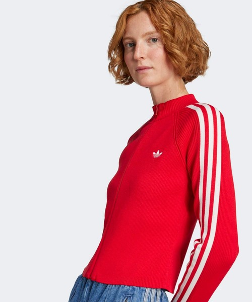 adidas（アディダス）の「アディカラー スリーストライプス スリム ニット トラックトップ / ジャージ  / トラックジャケット / アディダスオリジナルス adidas Originals（ニット/セーター・レディース・レッド/グリーン/ブラック・XX-LARGE/LARGE/MEDIUM/SMALL/X-LARGE/X-SMALL）」の14枚目の写真