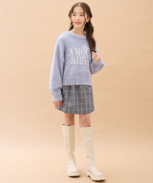 Amourire girl（アムリールガール）の「ジャガードシャギーロゴニット（ニット/セーター・キッズ・サックスブルー/ブラック・150cm/140cm/160cm/130cm）」の15枚目の写真