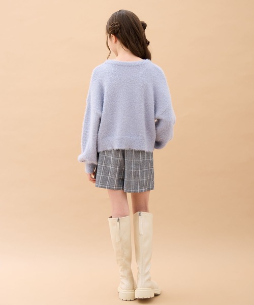 Amourire girl（アムリールガール）の「ジャガードシャギーロゴニット（ニット/セーター・キッズ・サックスブルー/ブラック・150cm/140cm/160cm/130cm）」の20枚目の写真