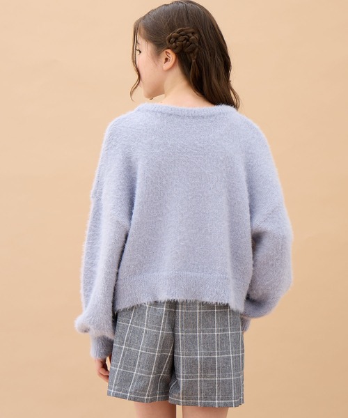 Amourire girl（アムリールガール）の「ジャガードシャギーロゴニット（ニット/セーター・キッズ・サックスブルー/ブラック・150cm/140cm/160cm/130cm）」の11枚目の写真