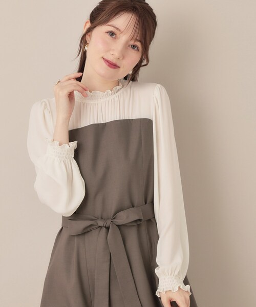 レイヤード風・きれいめ・通勤】ドッキングベアワンピース