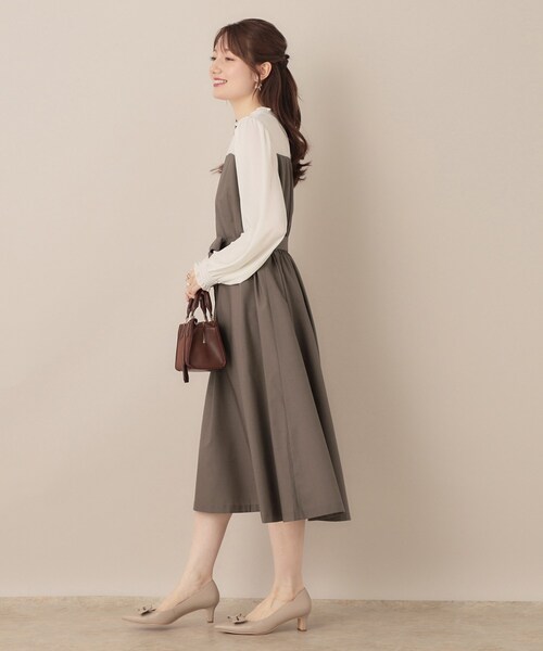 couture brooch(クチュールブローチ)の「【レイヤード風・きれいめ・通勤】ドッキングベアワンピース(ワンピース・レディース・ネイビー系4/ブラウン系5・36/38/40/42)」の15枚目の写真