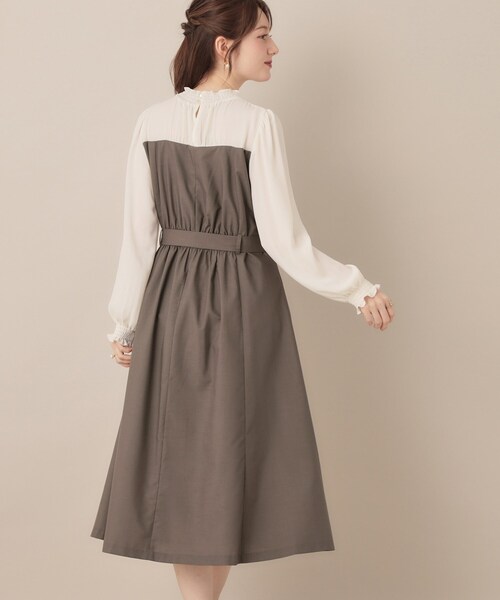 couture brooch(クチュールブローチ)の「【レイヤード風・きれいめ・通勤】ドッキングベアワンピース(ワンピース・レディース・ネイビー系4/ブラウン系5・36/38/40/42)」の19枚目の写真