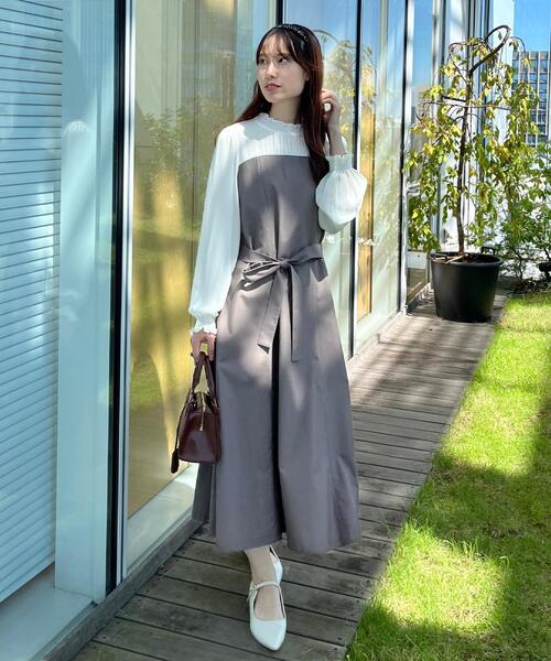 couture brooch(クチュールブローチ)の「【レイヤード風・きれいめ・通勤】ドッキングベアワンピース(ワンピース・レディース・ネイビー系4/ブラウン系5・36/38/40/42)」の22枚目の写真