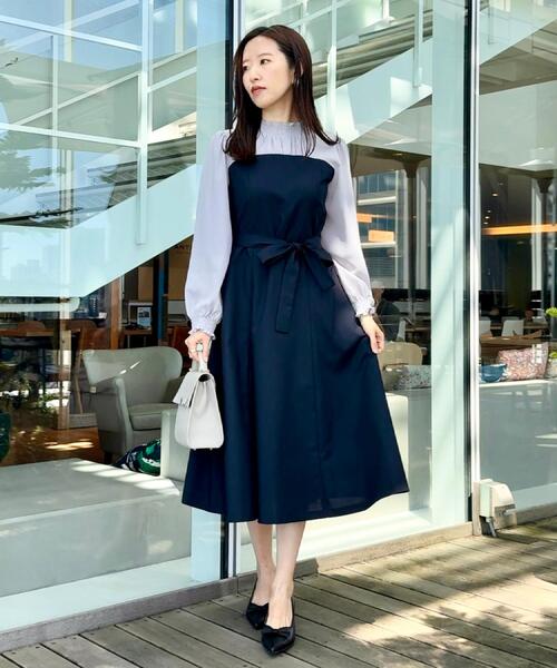 クチュールブローチ　ノースリーブワンピース　濃紺 couture brooch（クチュールブローチ）の「◇【一枚で旬なコーデが完成