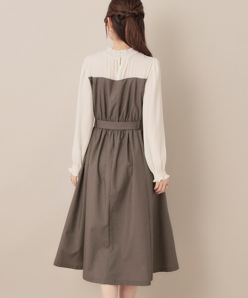 couture brooch(クチュールブローチ)の「【レイヤード風・きれいめ・通勤】ドッキングベアワンピース(ワンピース・レディース・ネイビー系4/ブラウン系5・36/38/40/42)」の5枚目の写真