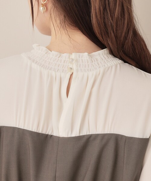 couture brooch(クチュールブローチ)の「【レイヤード風・きれいめ・通勤】ドッキングベアワンピース(ワンピース・レディース・ネイビー系4/ブラウン系5・36/38/40/42)」の9枚目の写真