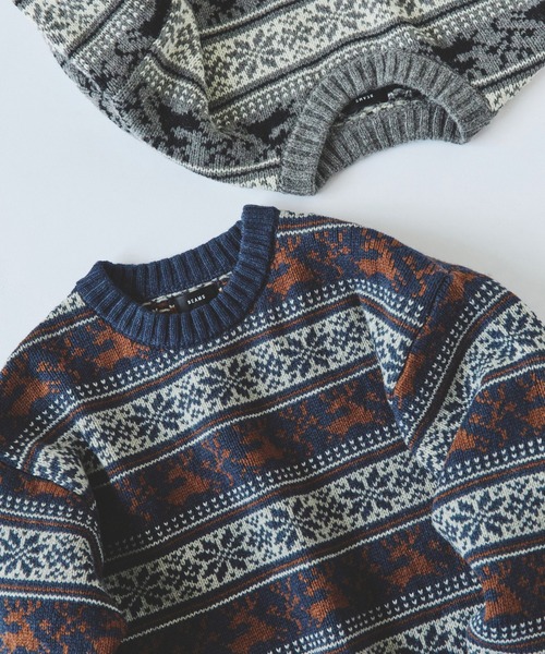 BEAMS(ビームス)の「ホリデー クルーネック ニット(ニット/セーター・メンズ・グレー/ネイビー・M/L/S/XL)」の1枚目の写真