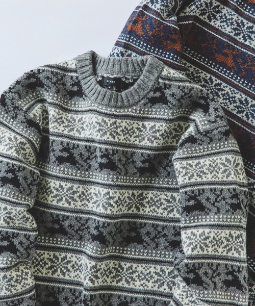 BEAMS(ビームス)の「ホリデー クルーネック ニット(ニット/セーター・メンズ・グレー/ネイビー・M/L/S/XL)」の2枚目の写真