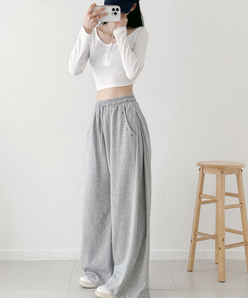 VIVID LADY（ビビッドレディー）の「サイドウエストタック ワイド スウェットパンツ（スウェットパンツ・レディース・グレー/ブラウン/ブラック・FREE）」の13枚目の写真