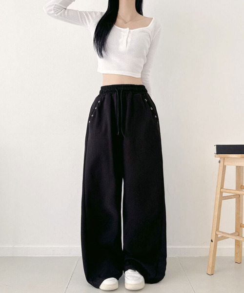 VIVID LADY（ビビッドレディー）の「サイドウエストタック ワイド スウェットパンツ（スウェットパンツ・レディース・グレー/ブラウン/ブラック・FREE）」の8枚目の写真