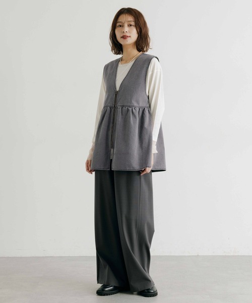 studio CLIP（スタディオクリップ）の「切り替えZIPフレアベスト（ベスト・レディース・ブラック/ライトブルー/ベージュ・FREE）」の8枚目の写真