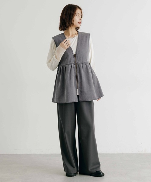 なりこエンフォルドフレアベスト ENFOLD(エンフォルド)｜FLARE VEST/ベスト/ブラック の通販｜ELLESHOP