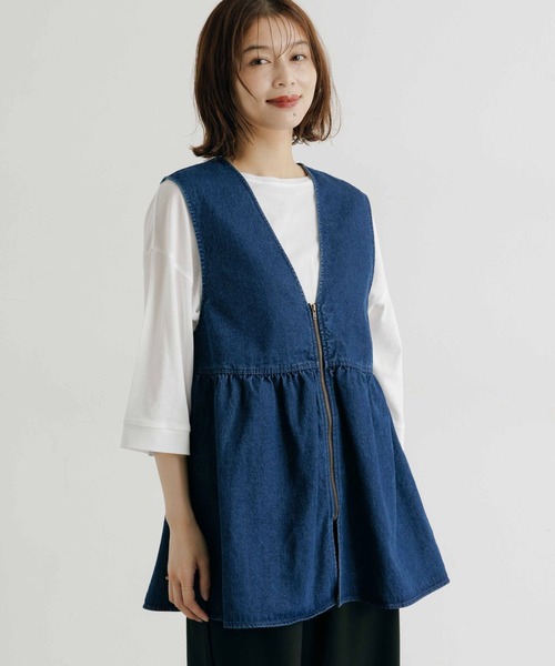 studio CLIP（スタディオクリップ）の「切り替えZIPフレアベスト（ベスト・レディース・ブラック/ライトブルー/ベージュ・FREE）」の15枚目の写真