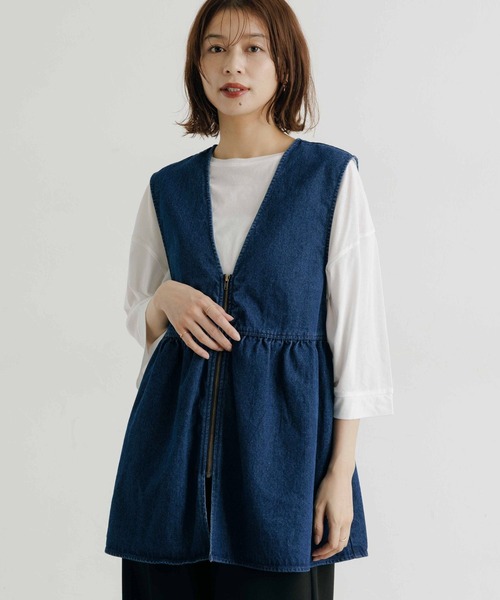 studio CLIP（スタディオクリップ）の「切り替えZIPフレアベスト（ベスト・レディース・ブラック/ライトブルー/ベージュ・FREE）」の16枚目の写真