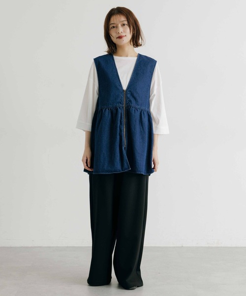 studio CLIP（スタディオクリップ）の「切り替えZIPフレアベスト（ベスト・レディース・ブラック/ライトブルー/ベージュ・FREE）」の17枚目の写真