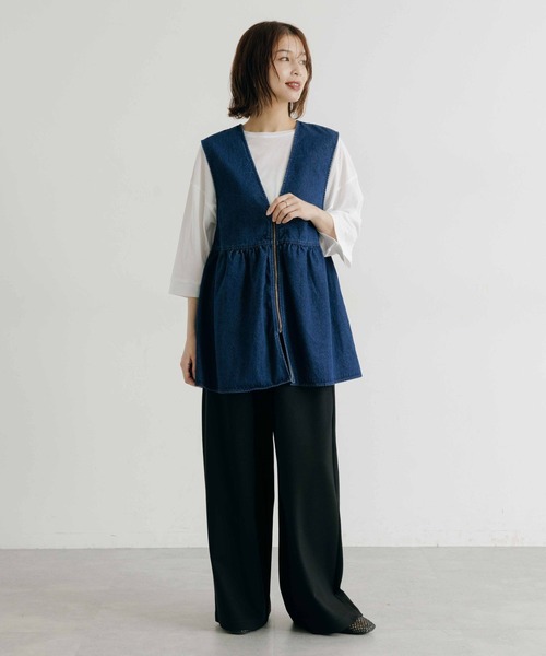 studio CLIP（スタディオクリップ）の「切り替えZIPフレアベスト（ベスト・レディース・ブラック/ライトブルー/ベージュ・FREE）」の18枚目の写真