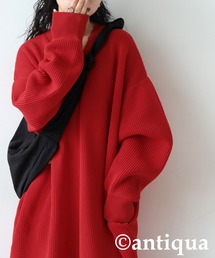 片畦編みニットワンピース